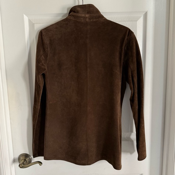Vintage 100% genuine suede chocolate brown button down - Picture 6 of 7